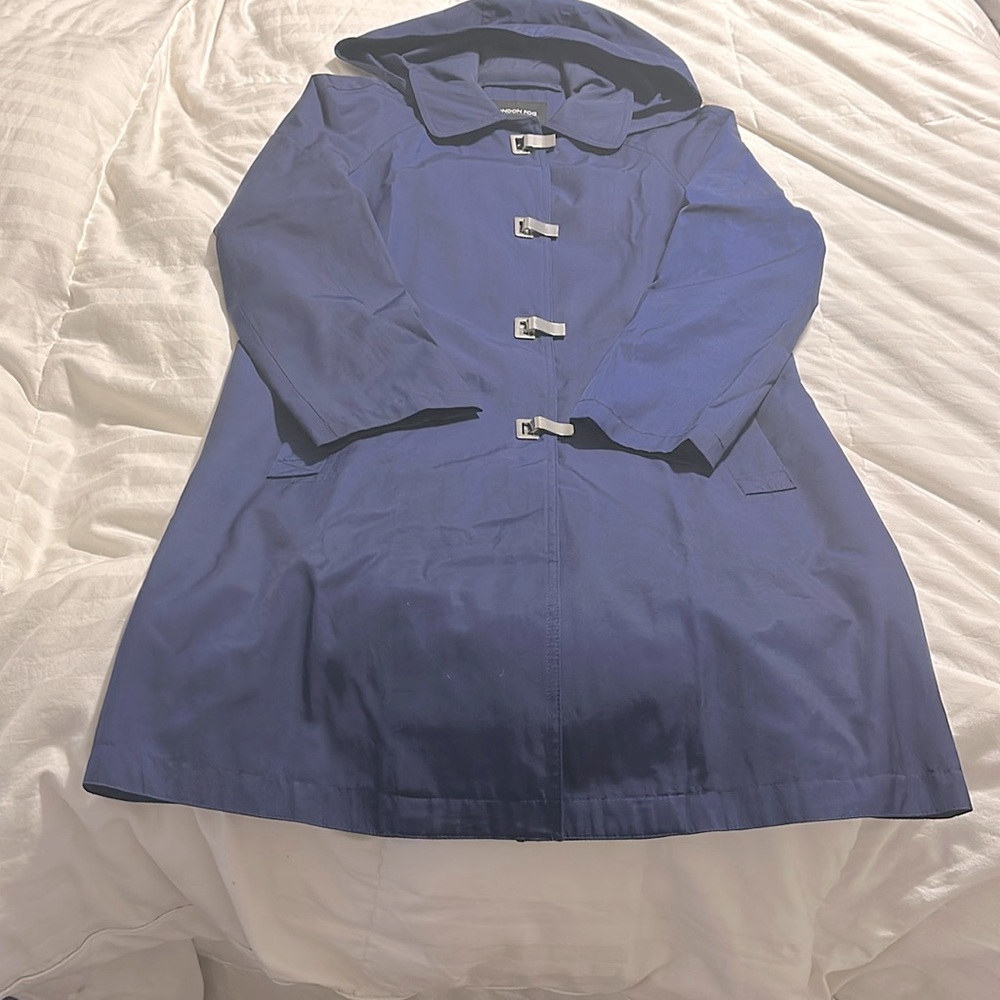 London Fog - Blue Rain Coat with Removable Hood - Small